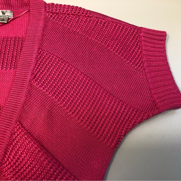 Worthington Cropped Cardigan Sweater, Hot Pink, Sz M - Picture 4 of 8